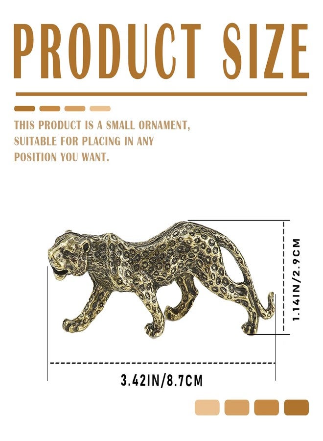 LCJAOF Copper Leopard Ornament Feng Shui Animal Statue Leopard Sculpture Desktop Table Top Ornament Decoration for Home Office - Image 2